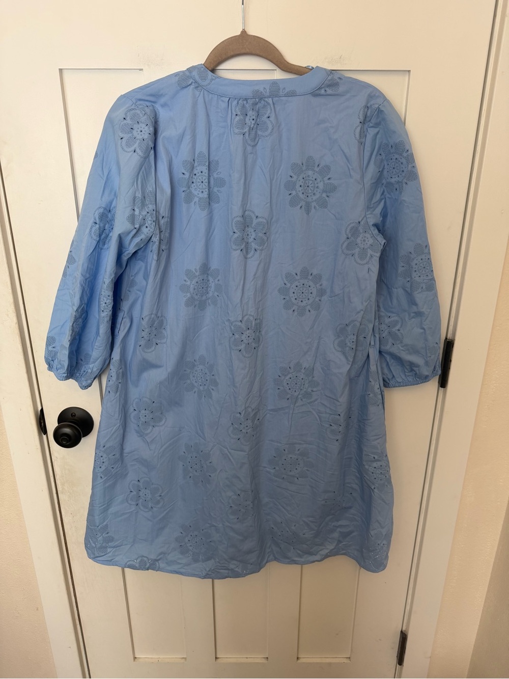 Cynthia Rowley Shift Dress blue Size Medium v-neck boho floral pockets - Picture 8 of 8